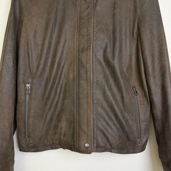 Remy Lambskin Leather Jacket Womens Large Brown Full Zip Snap Handcrafted USA - Picture 9 of 15